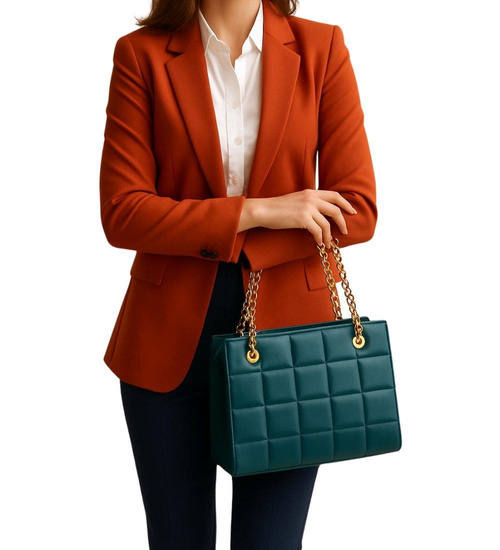 Morska torebka kuferek z łańcuszkiem i paskiem /H2 K27 TB675 G195/