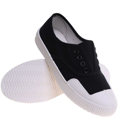 Wsuwane czarne trampki damskie /F4-1 15970  G150/