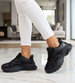 Damskie buty sportowe czarne na platformie /B4-3 18657 S242/
