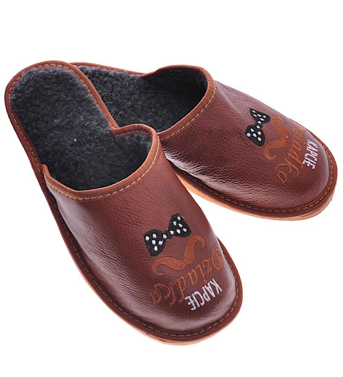 Kapcie Dziadka- skórzane klapki na prezent /D6-1 13082 S18-45/