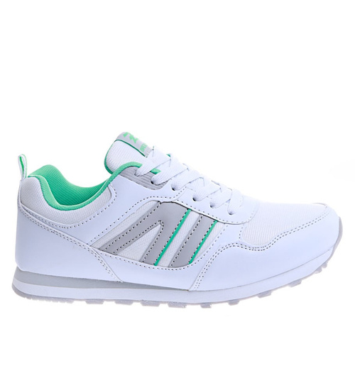 Białe damskie trampki sznurowane buty sportowe /F4-2 15143 T289/