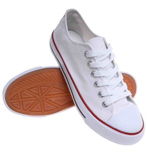 Trampki męskie Sznurowane białe z tkaniny /B7-3 18062 T233/