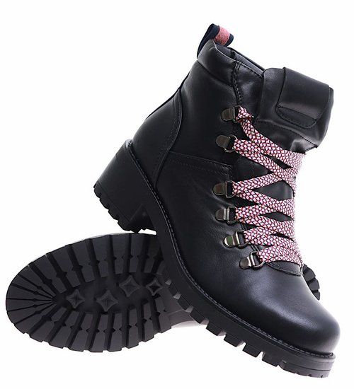  Czarne trapery damskie z ociepleniem /E3-1 +h2 17030 T285/