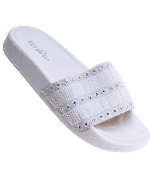 Białe plażowe klapki damskie /C4-1 17721 G1/