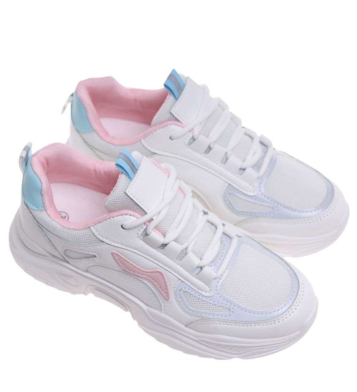 Sznurowane buty sportowe z pastelowymi wstawkami /D2-1 18831 T266/