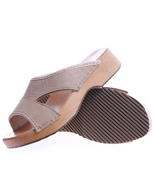 Drewniaki chodaki trepy klapki BEŻOWE /F8-1 Ae638 S433/