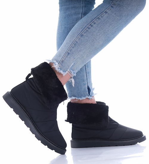 Czarne kozaki śniegowce z futerkiem /G11-3 17008 G284/