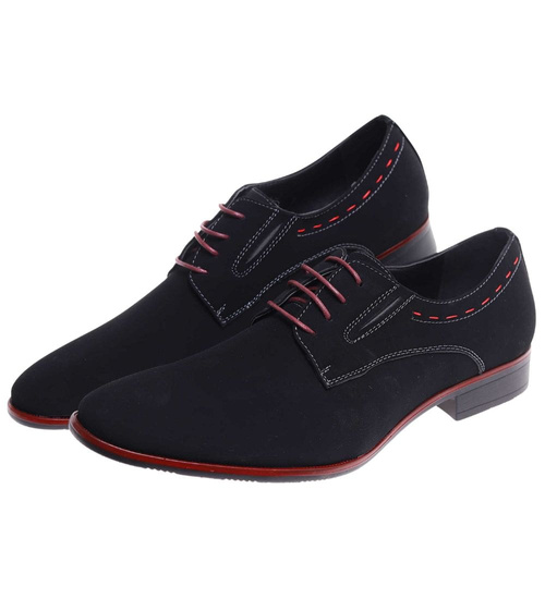 Sznurowane czarne półbuty męskie /D7-3 18055 T382/