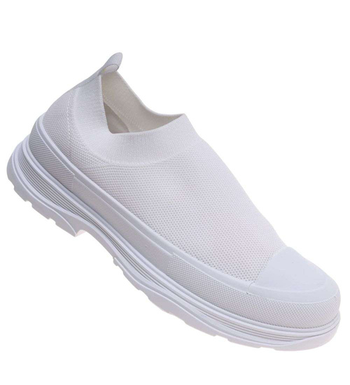 Białe trampki na platformie wsuwane /J5-2 18722 T7/