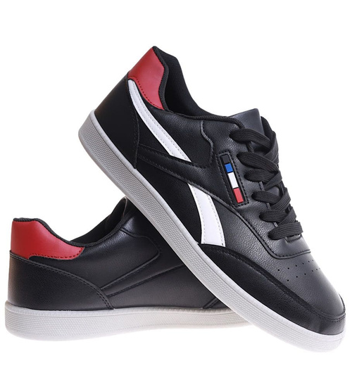 Sznurowane czarne trampki męskie /D1-2 18147 T226/