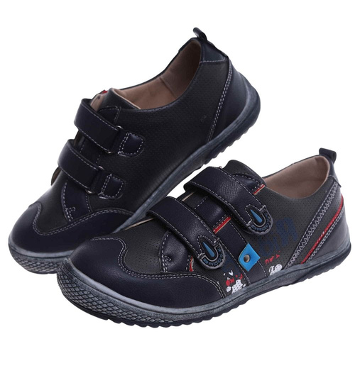 Chłopięce półbuty na rzepy Granatowe /E8-2 18125 T282/