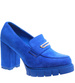 Modne niebieskie czółenka damskie na słupku i platformie /B6-2 15353 S487/