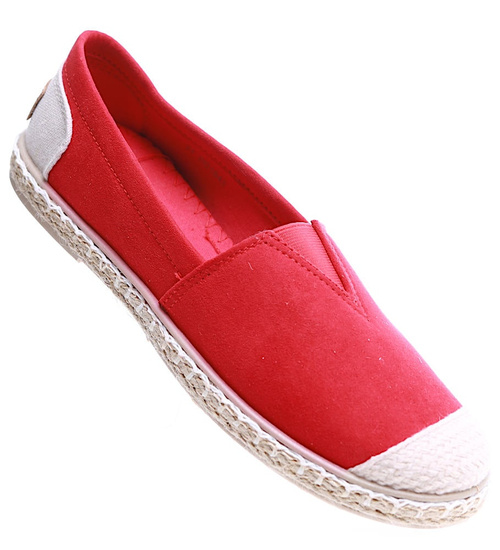 Czerwone materiałowe balerinki espadryle /A2-2 15659 T194/