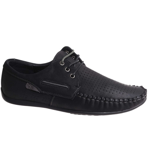 Półbuty męskie czarne sznurowane /E7-1 17874 S396/