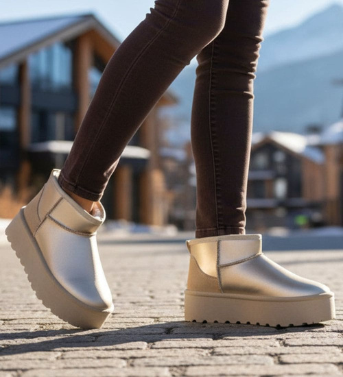 Krótkie kozaki śniegowce eskimoski Złote /A3-3 18605 T185/