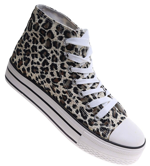 Wysokie trampki damskie na platformie Panterka /D9-2 16741 G9-84/