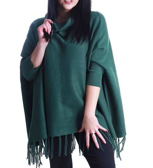 Oversizowe zielone ponczo narzutka Minouu /H UB627 L917/