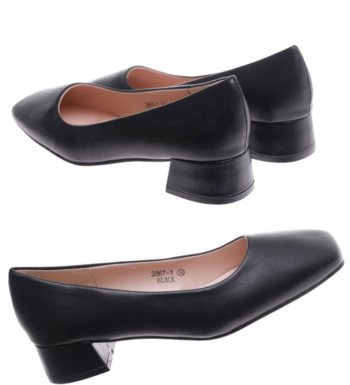 Czarne czółenka na niskim obcasie /E9-2 17736 W107/