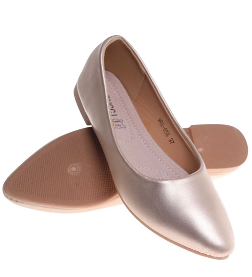 Złote baleriny damskie gładkie /i6-1 18625 W55/