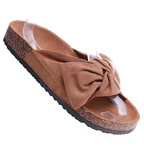 Camelowe klapki espadryle na platformie /G3-2 14464 T297/