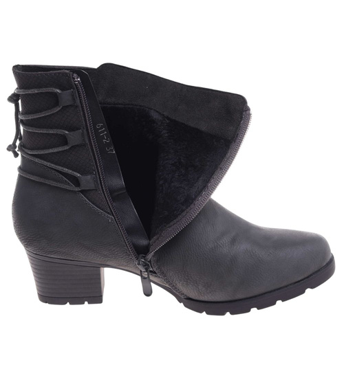 Zimowe szare botki na niskim obcasie /F5-3 18506 T386/