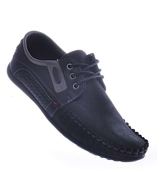 Męskie półbuty jak mokasyny Czarne /D8-1 12729 S356/ Męskie półbuty jak mokasyny Czarne /D8-1 12729 S356/