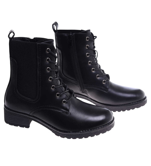 Czarne botki trapery damskie /E4-3 18271 W485/