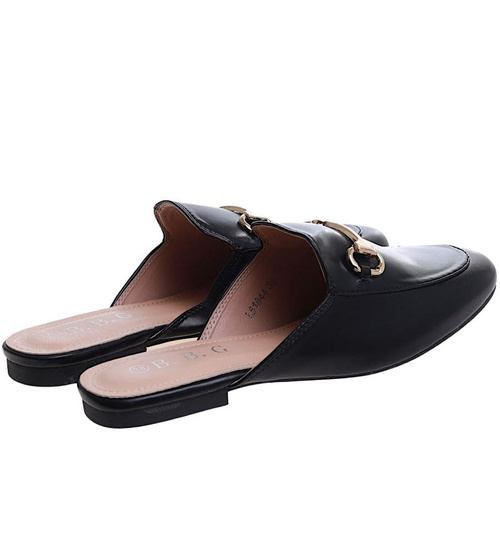 Letnie czarne klapki płaskie /B5-2 14173 T138/