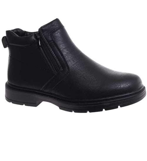 Czarne ocieplane botki męskie z suwakiem /D7-3 18454 T581/