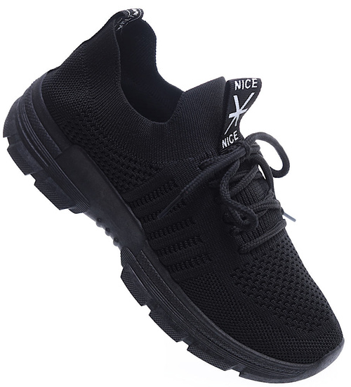 Wsuwane czarne buty sportowe damskie /D6-3 15618 T256/