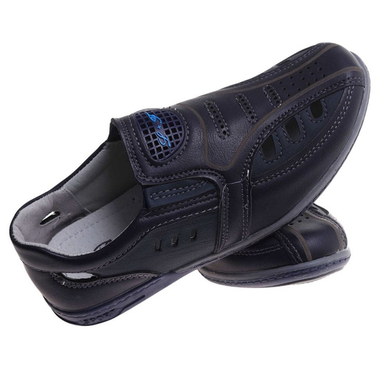 Ażurowe półbuty sandały chłopięce wsuwane Granatowe /B2-3 17851 T8-61 +h2/