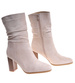 Beżowe eleganckie botki na obcasie /A2-3 18409 W383/