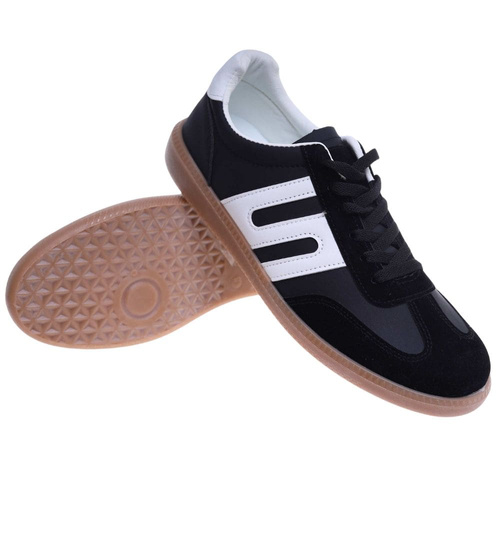 Sznurowane czarne trampki halówki /F1-3 18158 T484/