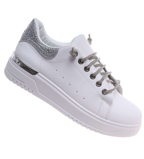 Białe wygodne trampki damskie /D1-3 18830 W285/