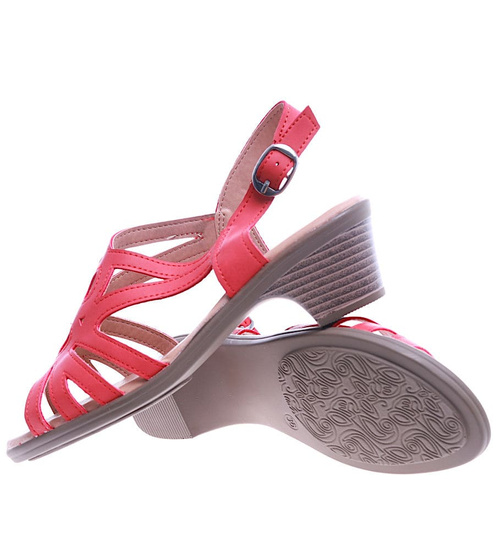 Czerwone sandały damskie na obcasie /H2 4856 S171/