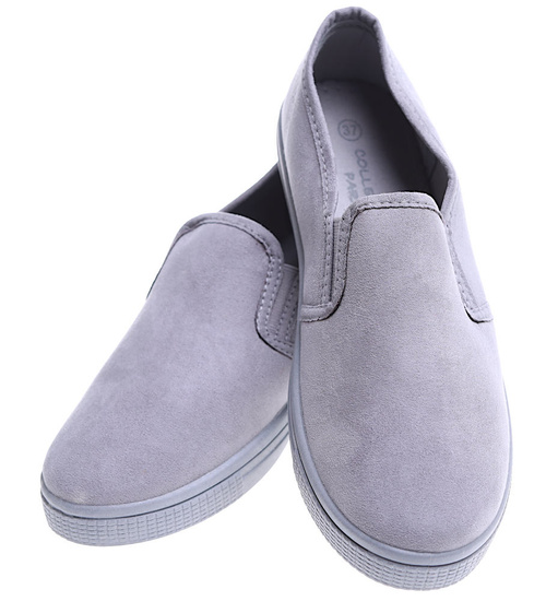 Wsuwane szare tenisówki z tkaniny /G3-2 15672 T1/