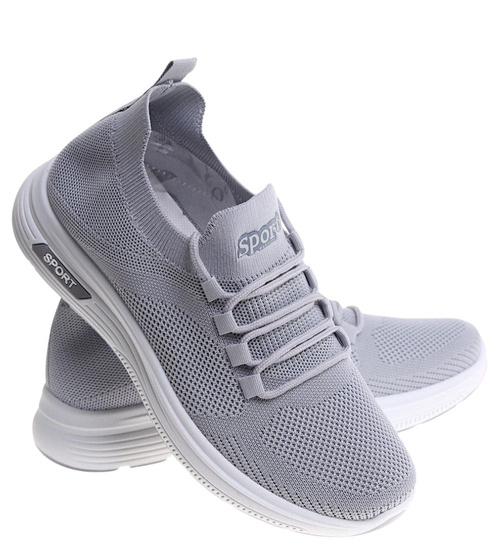 Wsuwane szare buty sportowe męskie /C1-1 17755 GF285/