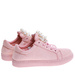 Sznurowane różowe trampki damskie z perełkami /E4-3 15953 T185/