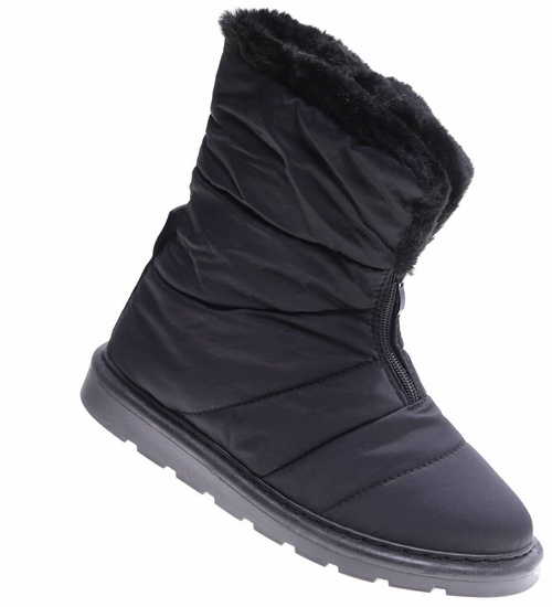 Czarne kozaki śniegowce z futerkiem /G11-3 17008 G284/