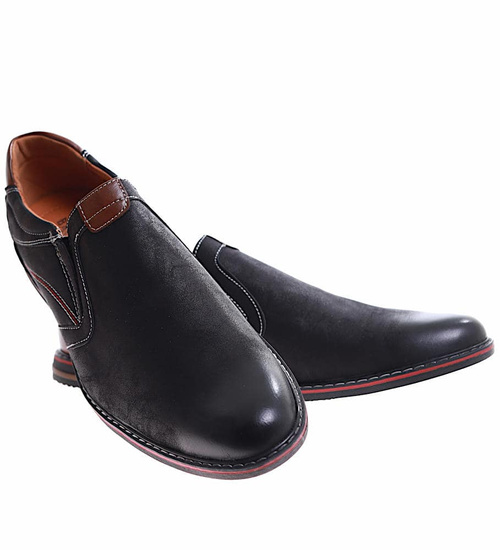 Czarne wsuwane męskie półbuty /E1-3 16946 S498/