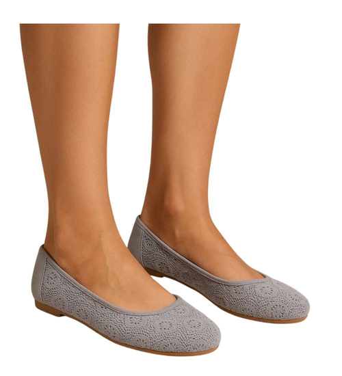 Ażurowe szare baleriny /F7-3 17914 T180/