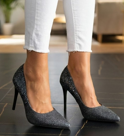 Czarne szpilki czółenka damskie /A10-3 10188 S496/