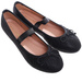 Czarne baleriny damskie z gumką /C6-2 17364 G182/