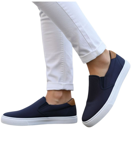 Czarno brązowe męskie trampki slip on ost519