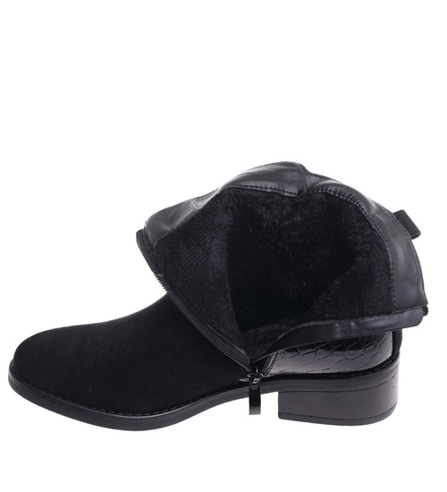 Klasyczne czarne botki damskie zimowe /A8-1 18578 W400/