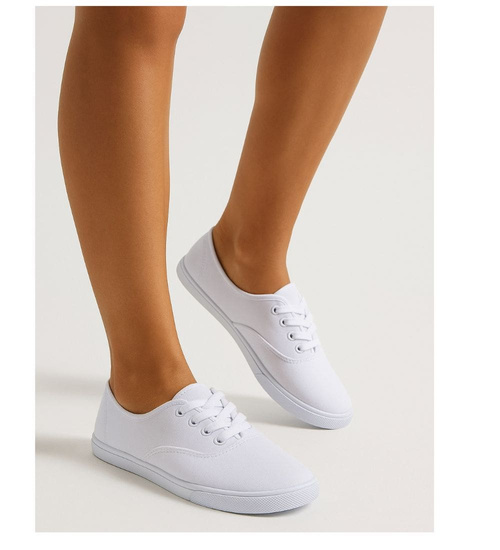 Klasyczne białe tenisówki damskie /E8-2 17603 T234/