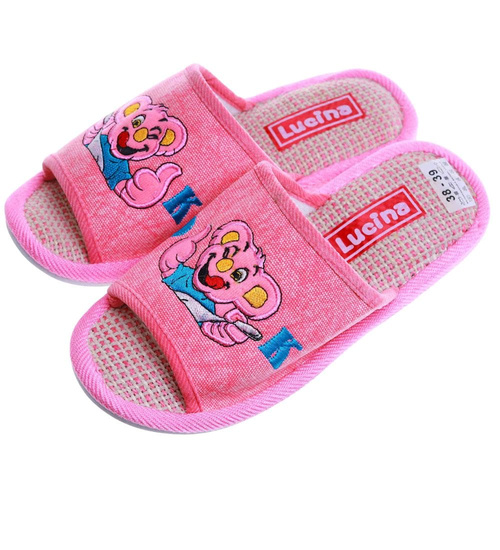 Różowe materiałowe kapcie damskie /F5-1 17590 T2-5/