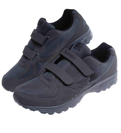 Szare męskie buty sportowe na rzepy Sandic Duże rozmiary /G5-1 18117 T678/