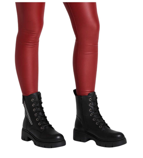 Botki trapery sznurowane z cyrkoniami /B4-3 18178 T434/