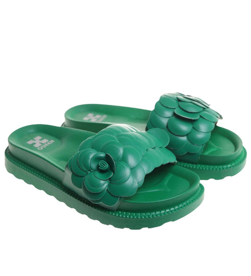 Plażowe zielone klapki damskie /G7-2 17884 S098/